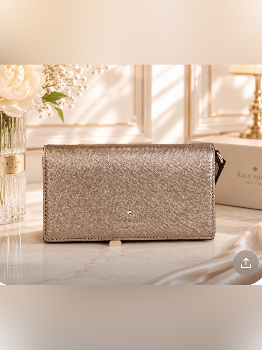 Kate Spade Glitter Saffiano Leather Crossbody Wallet Phone Purse